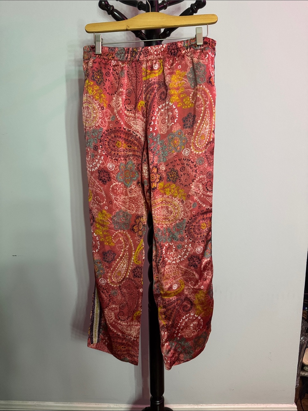 Paisley Print Pull-On Pants - Coral Pink 7.1T